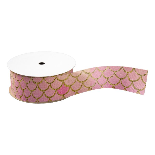 Fun Colourful Ombre Pastel Mermaid Pattern Grosgrain Ribbon (Spool)