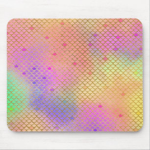 Fun Colourful Ombre Pastel Mermaid Pattern Mouse Pad