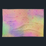 Fun Colourful Ombre Pastel Mermaid Pattern Tea Towel<br><div class="desc">Cool Pastel Pink,  Purple,  Teal and Orange Ombre Mermaid Scales with Gold Foil Pattern. This fun mermaid print is perfect for an under the sea Mermaid Birthday Gift.</div>