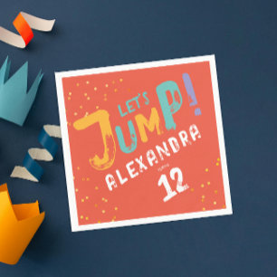 Fun Colourful Orange Red Jump Modern Typography Napkin
