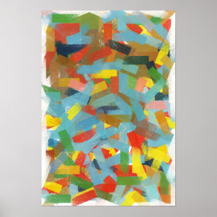 Fun Colourful Paint Daub Rectangles Abstract art Poster