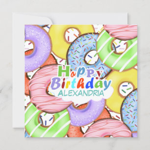 Fun Colourful Pastel Doughnuts Birthday Card