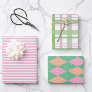 Fun colourful patterns wrapping paper set