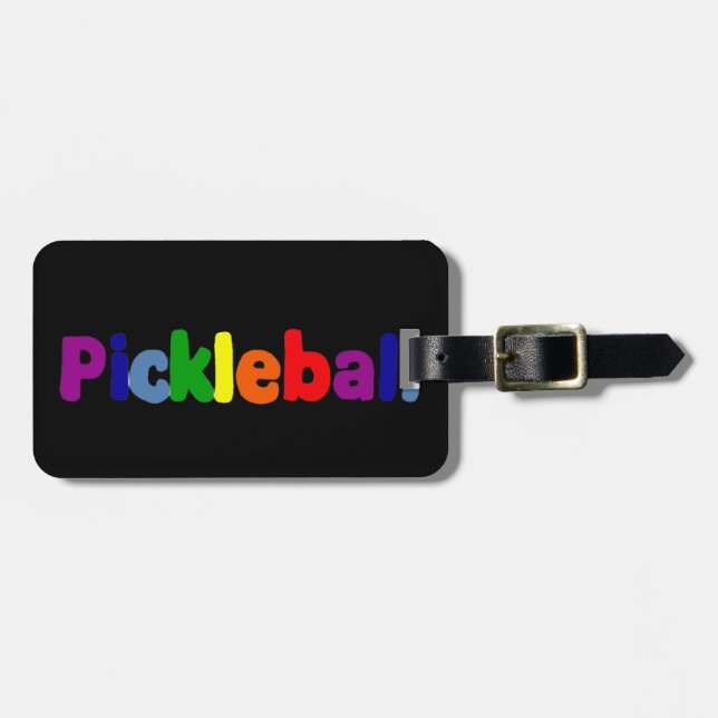 Fun Colourful Pickleball Letters Art Luggage Tag (Front Horizontal)