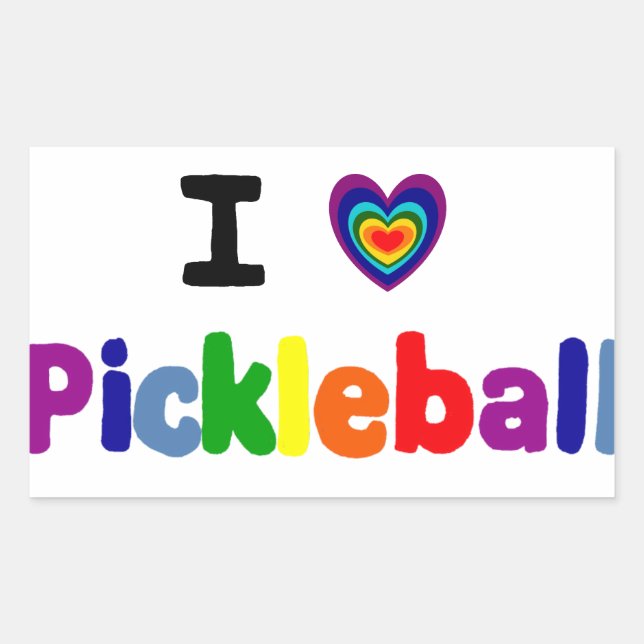 Fun Colourful Pickleball Letters Art Rectangular Sticker (Front)