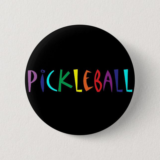 Fun Colourful Pickleball Letters Design 6 Cm Round Badge (Front)
