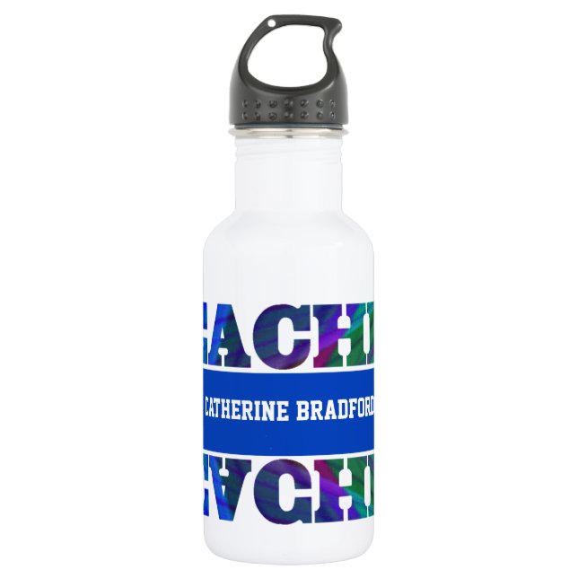 Fun Colourful Plaid Teacher's 532 Ml Water Bottle (Front)