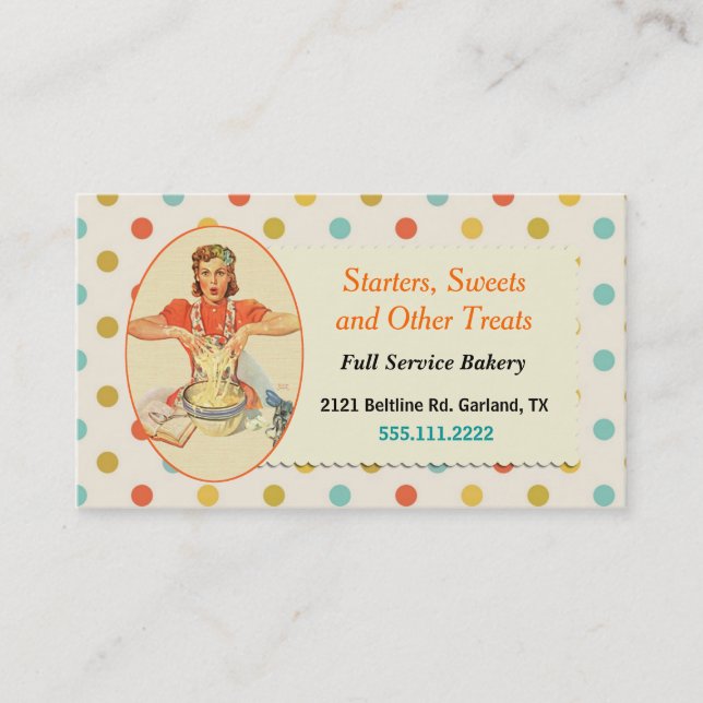Fun Colourful Polka Dot Cooking Business Card (Front)