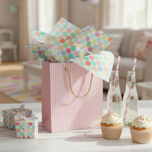 Fun Colourful Polka Dots Pattern On White Tissue Paper