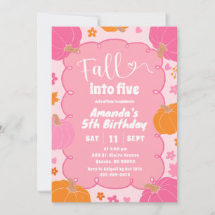 Fun Colourful Pumpkin Fall into any age birthday Invitation
