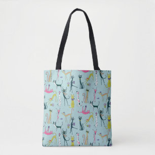 Fun Colourful Quirky Cats Pattern Tote Bag