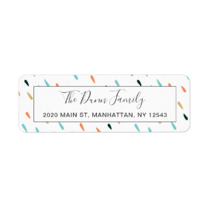 Fun Colourful Rain Drop Pattern Return Address