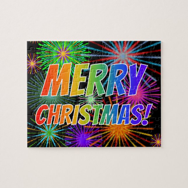 Fun, Colourful, Rainbow Spectrum "MERRY CHRISTMAS! Jigsaw Puzzle (Horizontal)