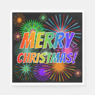 Fun, Colourful, Rainbow Spectrum "MERRY CHRISTMAS! Napkin