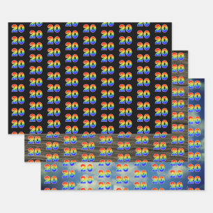Fun, Colourful, Rainbow Spectrum Pattern 20 Event  Wrapping Paper Sheet