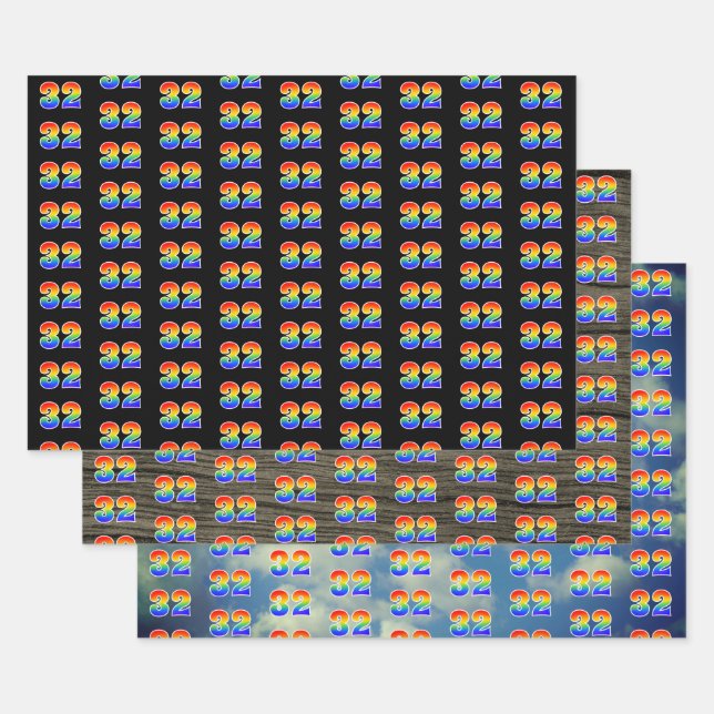 Fun, Colourful, Rainbow Spectrum Pattern 32 Event  Wrapping Paper Sheet (Set)