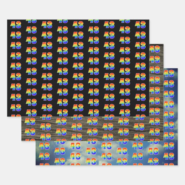 Fun, Colourful, Rainbow Spectrum Pattern 43 Event  Wrapping Paper Sheet (Set)