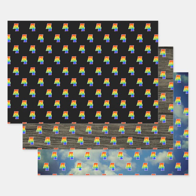 Fun, Colourful, Rainbow Spectrum Pattern 4 Event # Wrapping Paper Sheet (Set)