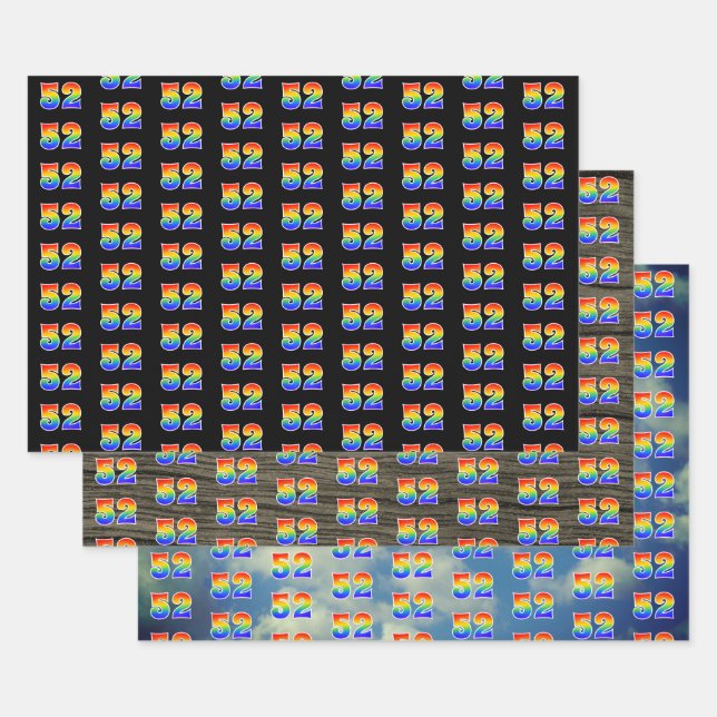 Fun, Colourful, Rainbow Spectrum Pattern 52 Event  Wrapping Paper Sheet (Set)