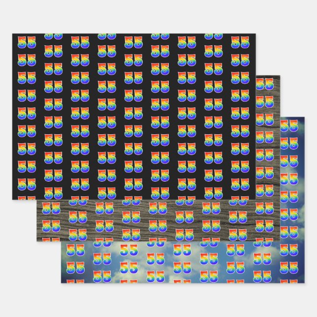 Fun, Colourful, Rainbow Spectrum Pattern 55 Event  Wrapping Paper Sheet (Set)