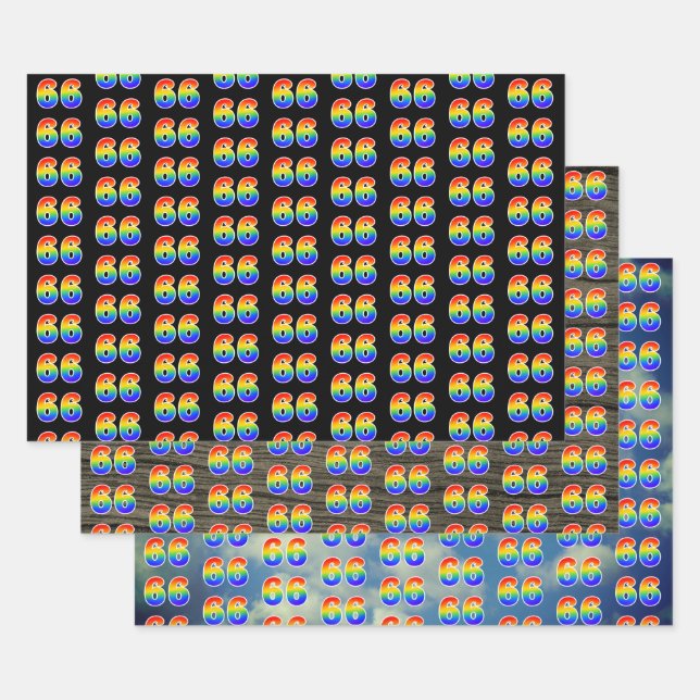 Fun, Colourful, Rainbow Spectrum Pattern 66 Event  Wrapping Paper Sheet (Set)