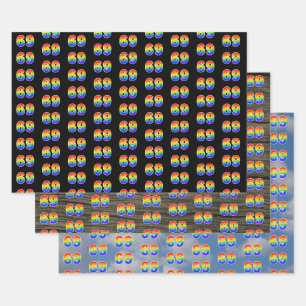 Fun, Colourful, Rainbow Spectrum Pattern 69 Event  Wrapping Paper Sheet