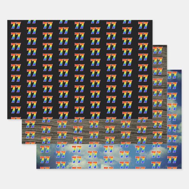 Fun, Colourful, Rainbow Spectrum Pattern 77 Event  Wrapping Paper Sheet (Set)