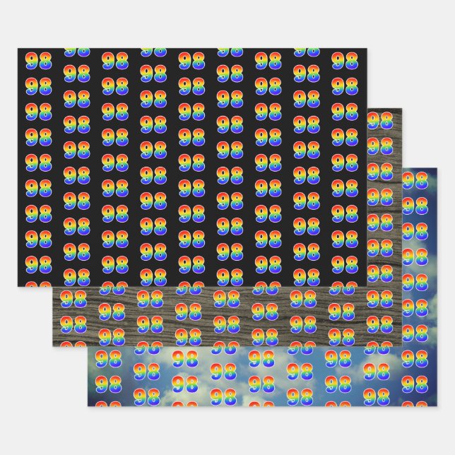 Fun, Colourful, Rainbow Spectrum Pattern 98 Event  Wrapping Paper Sheet (Set)