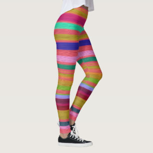 Fun colourful rainbow stripes retro leggings