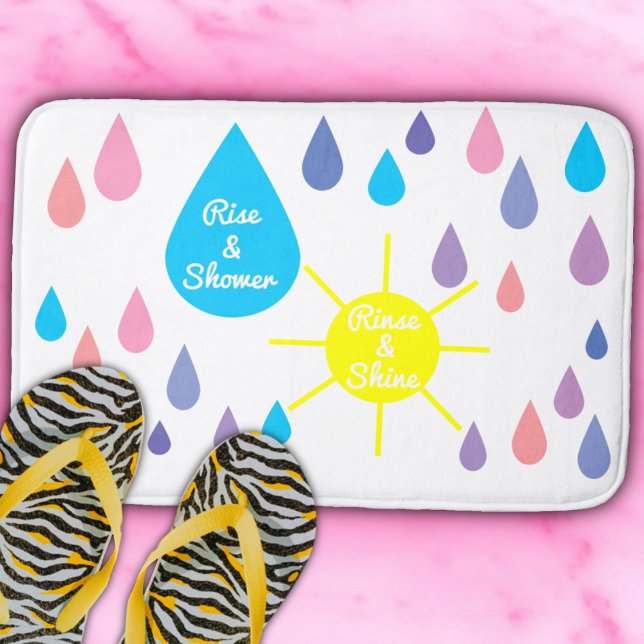 Fun Colourful Raindrops and Sun Bath Mat (Creator Uploaded)