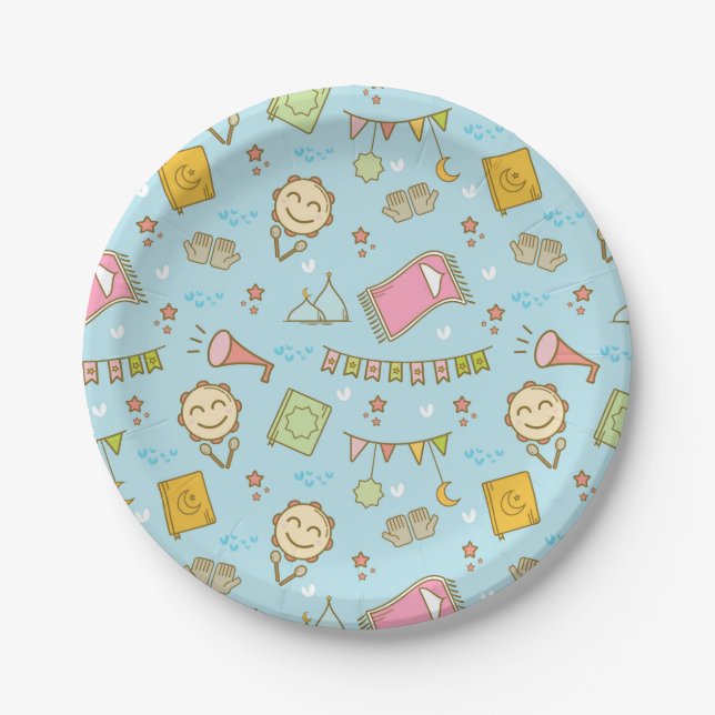 Fun Colourful Ramadan & Eid Party Paper Plate (Front)