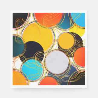 Fun Colourful Retro Abstract Freeform Party Napkin