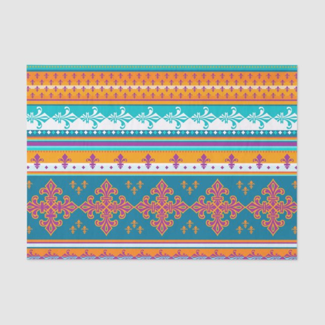 Fun Colourful Retro Boho Abstract Pattern Tissue Paper (Front)