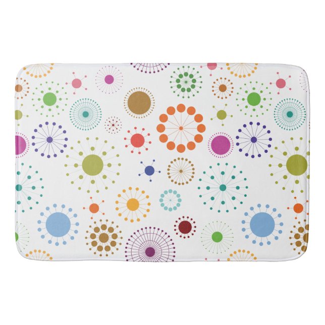 Fun Colourful Retro Circle Crop-Circle  Bath Mat (Front)