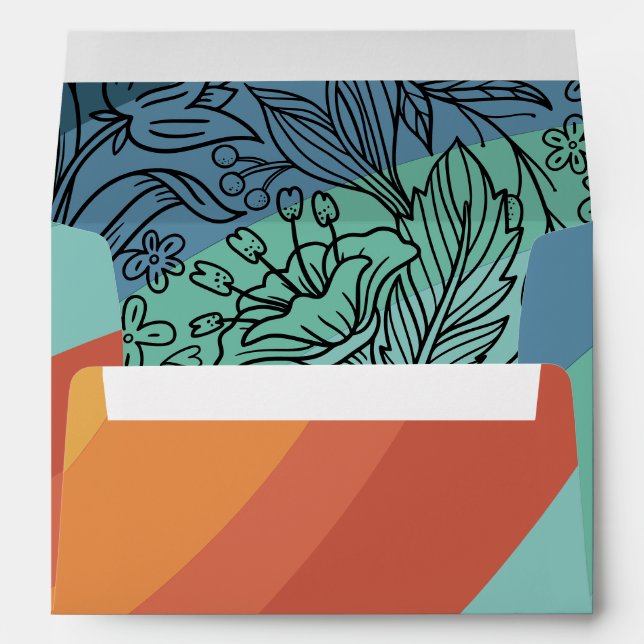 Fun & Colourful Retro Groovy Rainbow Floral Envelope (Back (Bottom))