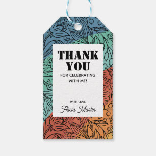 Fun Colourful Retro Groovy Rainbow Floral Thank Yo Gift Tags
