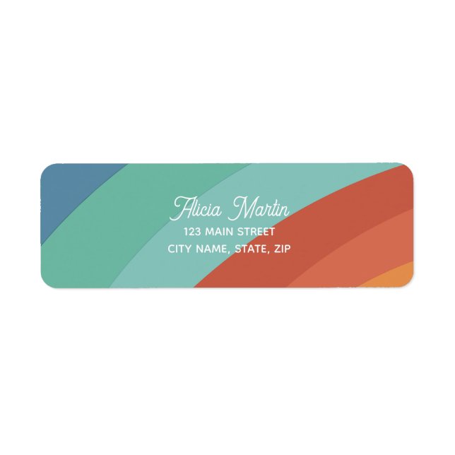 Fun & Colourful Retro Groovy Rainbow Return Addres (Front)