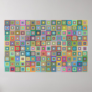 Fun Colourful Retro Tiles Pattern Poster