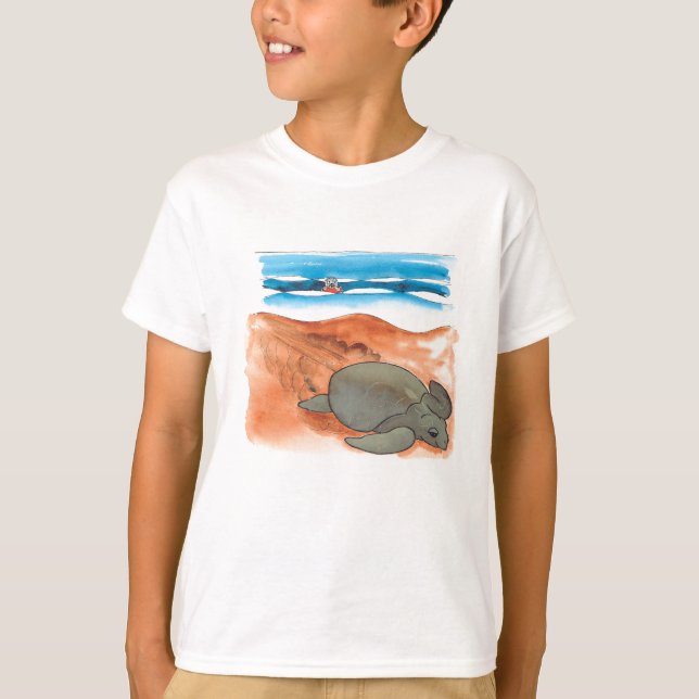 Fun Colourful Sea Turtle Beach Boy's T-Shirt (Front)