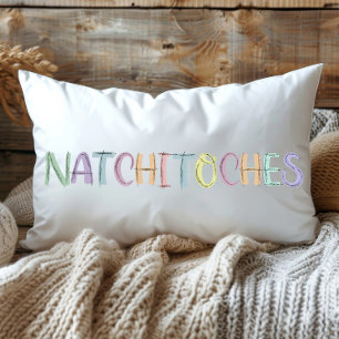 Fun Colourful Sketch Natchitoches Louisiana Lumbar Cushion