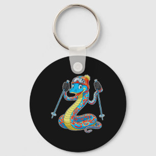Fun Colourful Skiing Snake Winter Adventure Key Ring