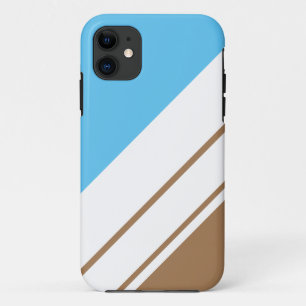 Fun Colourful Sky Blue Mocha Diagonal White Stripe Case-Mate iPhone Case