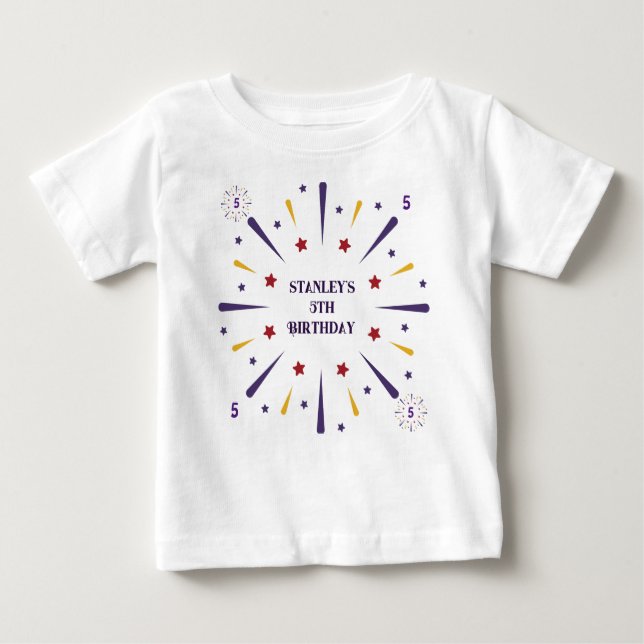 Fun Colourful Star Birthday Party  Baby T-Shirt (Front)
