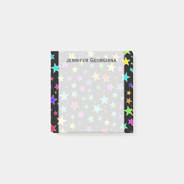 Fun, Colourful Stars Pattern + Custom Name Note (Front)