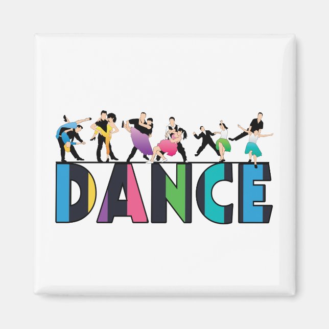 Fun & Colourful Striped Dancers Dance Magnet (Front)