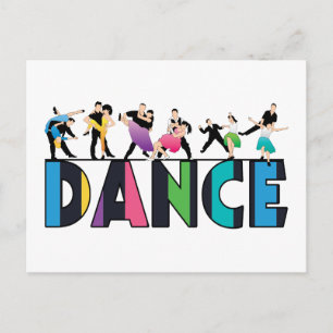 Fun & Colourful Striped Dancers Dance Postcard