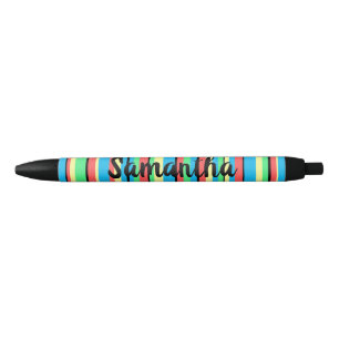 Fun Colourful Striped Editable Personalised Pen