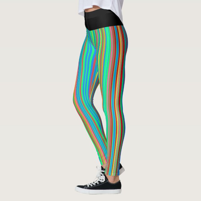 Fun Colourful Stripes Pattern Leggings (Left)