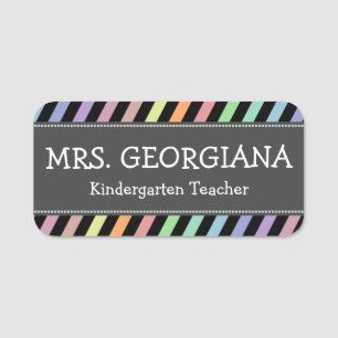 Fun, Colourful Stripes, Personalised Teacher Name Tag