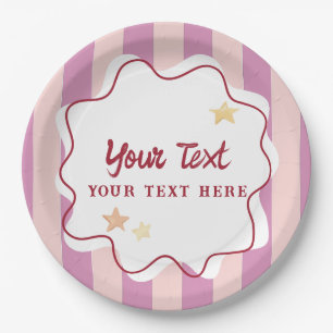 Fun Colourful Stripes Star Kids Party Supplies Paper Plate